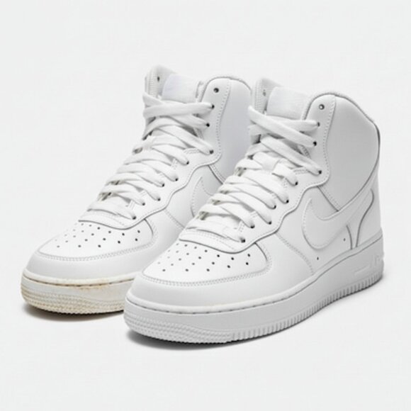 Nike Air Force 1 Youth 5Y White 653998-100 Triple White Sneakers EUC - Picture 2 of 11